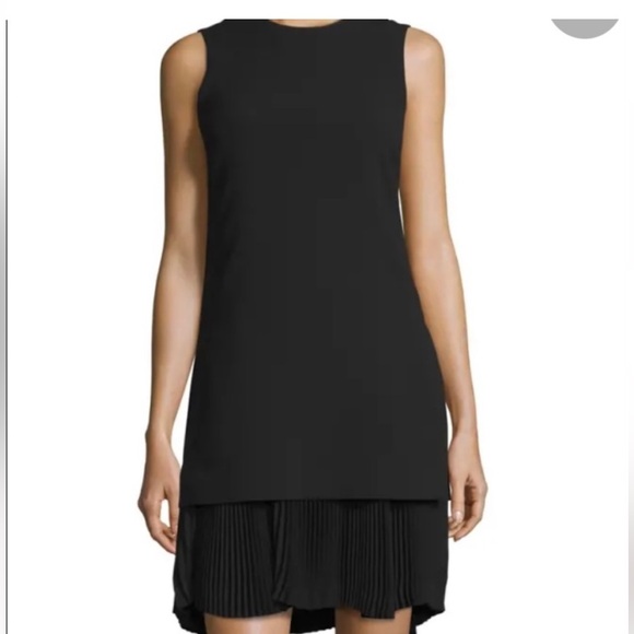 Theory Black Malkan P Winslow Layered Pleated Skirt Dress Size 4 - Picture 1 of 9